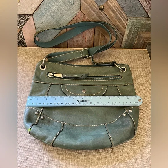 Fossil Green Crossbody Bag with Silver Accents - Picture 3 of 9